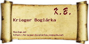 Krieger Boglárka névjegykártya