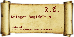 Krieger Boglárka névjegykártya